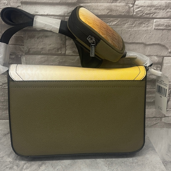 Michael Kors Cooper Mini Flap Crossboy With Pouch Olive Ombre Green Yellow - Picture 4 of 9
